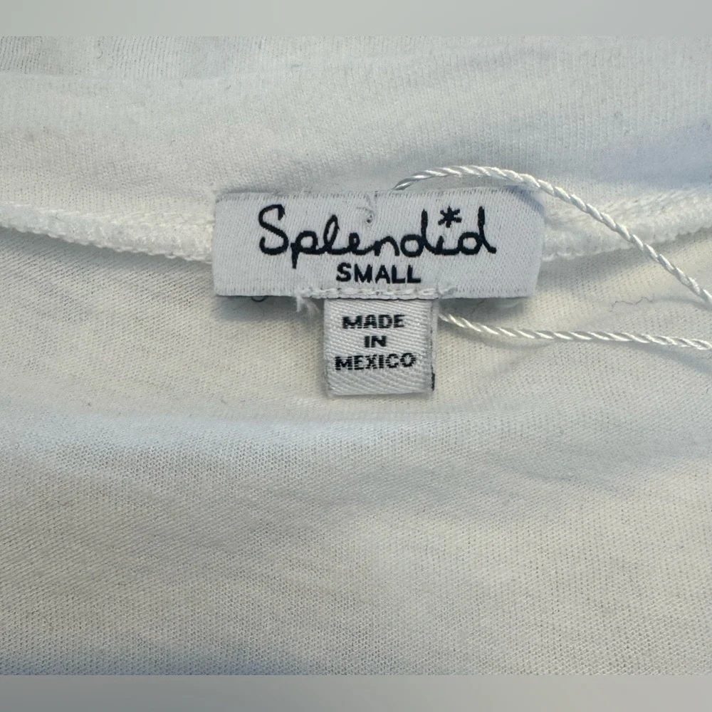 NWOT Splendid Vintage Whisper Asymmetrical Ruffle White Short Sleeve Top Sz S